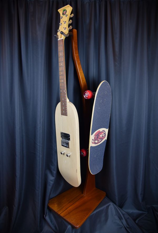 Skateboard Guitars® Zither Presentation Stand with Skateboard Sidecar