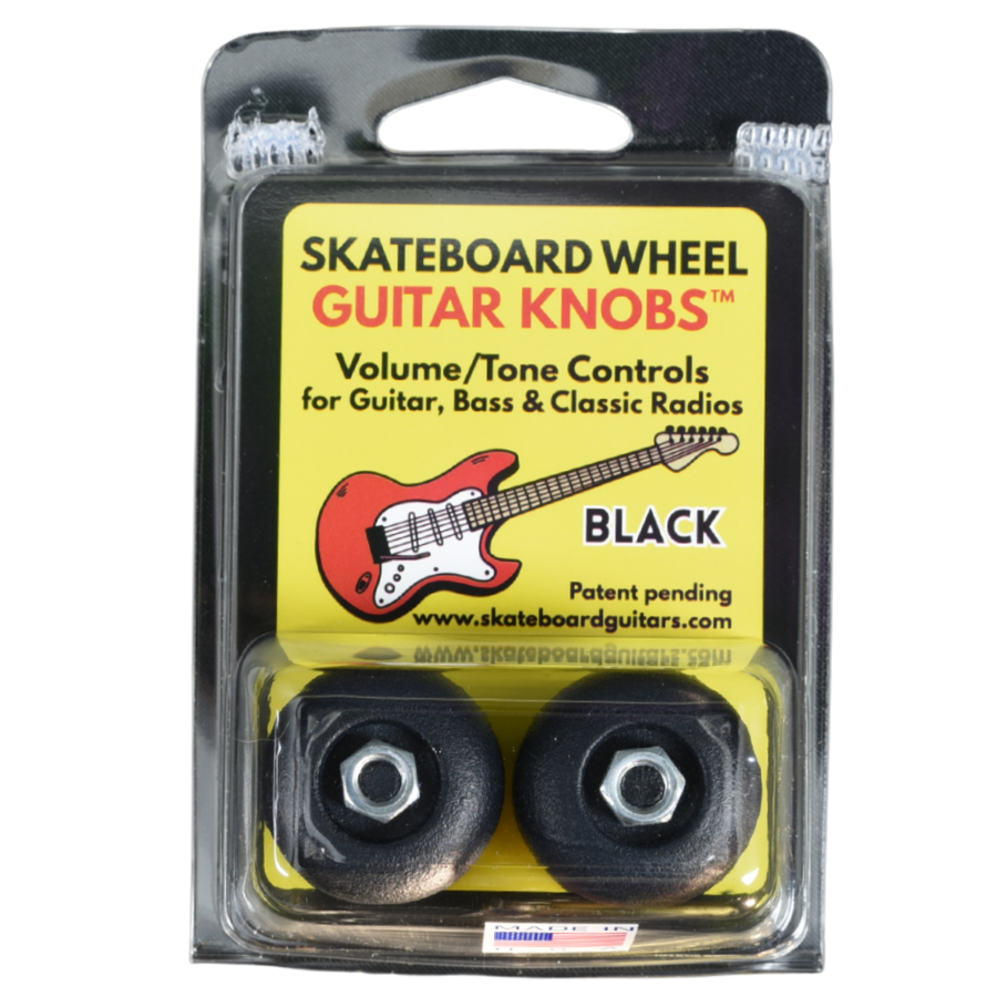 Skateboard Wheel Guitar Knobs- Black front